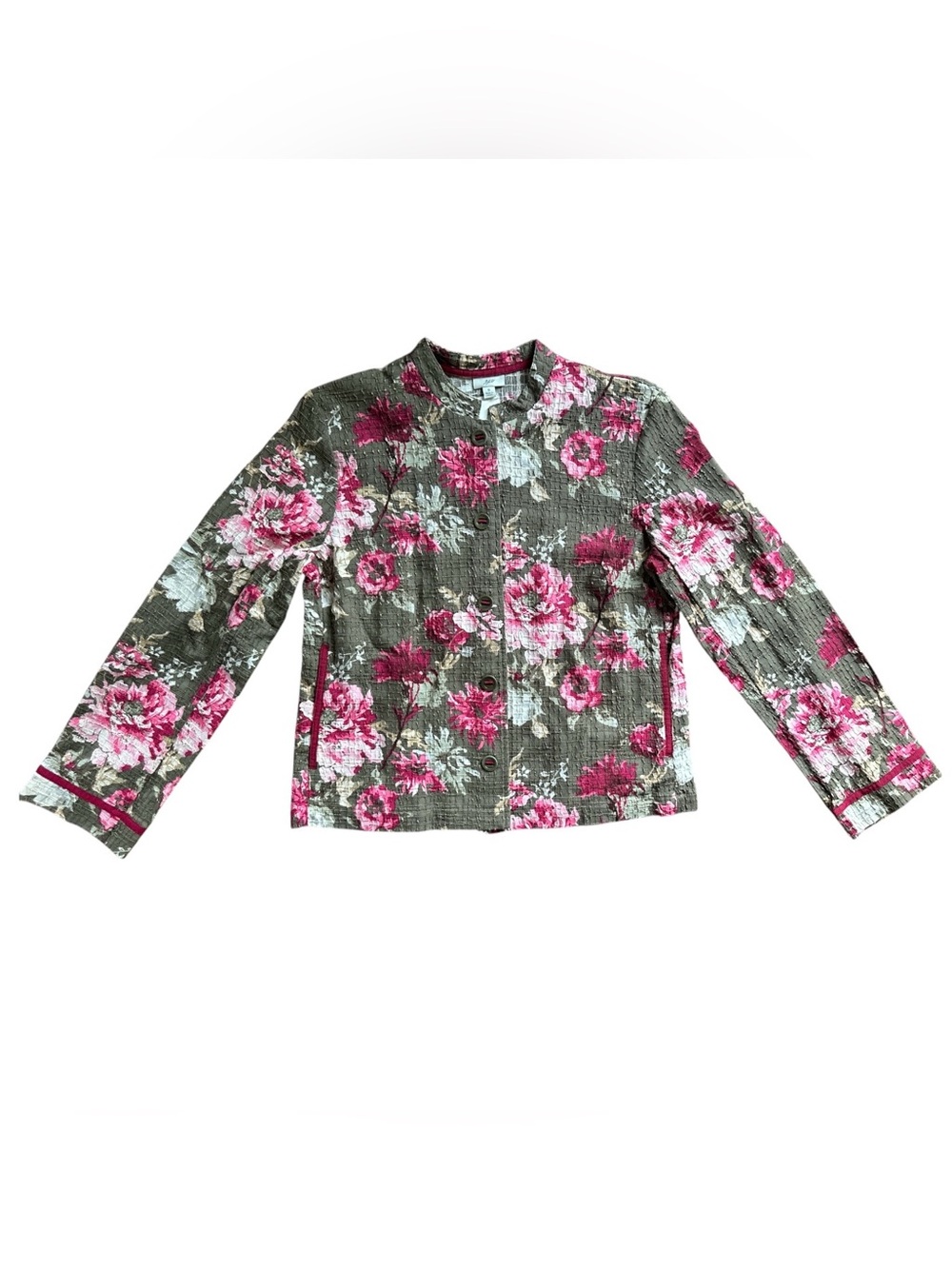 NWT J. Jill Jacket Women's Small Floral Cotton Button Up Mandarin Collar Boho